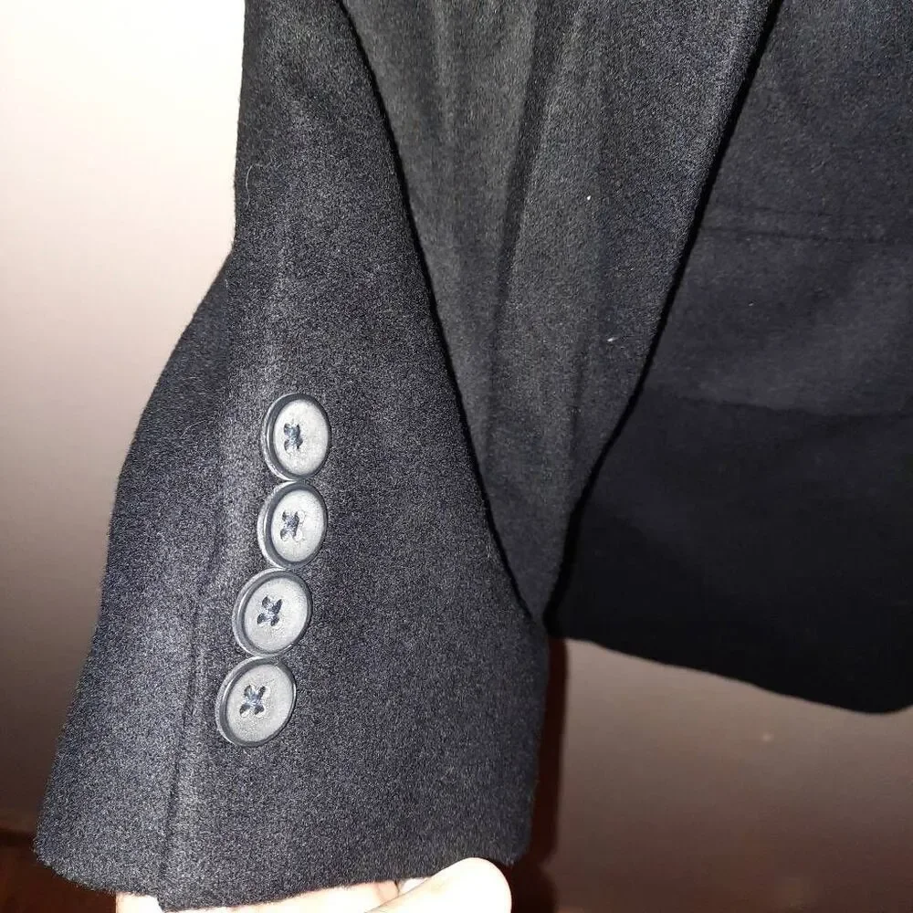 Oscar De La Renta Wool Cashmere Black Sport Coat Size 42